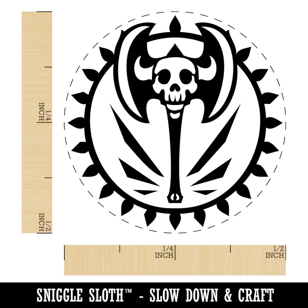 Barbarian Skull Battle Axe Self-Inking Rubber Stamp for Stamping Crafting Planners